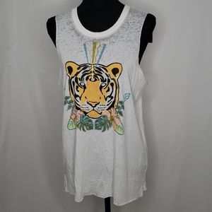 Chaser Tiger Vintage Distressed Tank Top NWT